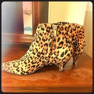 Leopard calf booties w/kitten heel FINAL OFFER